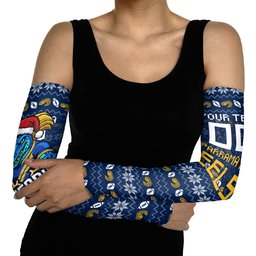 Personalized Parramatta Eels Christmas Arm Sleeves Australian Rugby Fans - Pixelated Ugly Xmas Pattern Mascot Santa