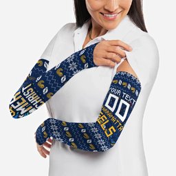 Personalized Parramatta Eels Christmas Arm Sleeves Australian Rugby Fans - Pixelated Ugly Xmas Pattern Mascot Santa