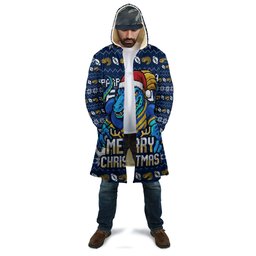 Personalized Parramatta Eels Christmas Cloak Australian Rugby Fans - Pixelated Ugly Xmas Pattern Mascot Santa
