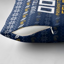 Personalized Parramatta Eels Christmas Pillow Cover Australian Rugby Fans - Pixelated Ugly Xmas Pattern Mascot Santa