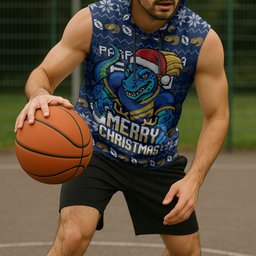 Personalized Parramatta Eels Christmas Sleeveless Hoodie Australian Rugby Fans - Pixelated Ugly Xmas Pattern Mascot Santa