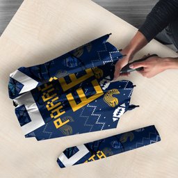 Personalized Parramatta Eels Christmas Umbrella Australian Rugby Fans - Pixelated Ugly Xmas Pattern Mascot Santa