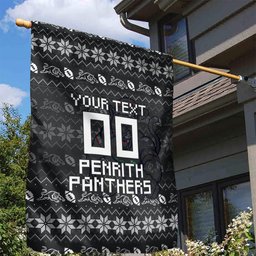 Personalized Penrith Panthers Christmas Garden Flag Australian Rugby Fans - Pixelated Ugly Xmas Pattern Mascot Santa