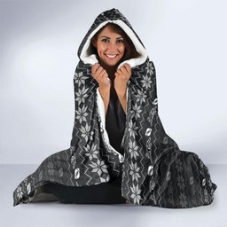 Personalized Penrith Panthers Christmas Hooded Blanket Australian Rugby Fans - Pixelated Ugly Xmas Pattern Mascot Santa