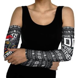 Personalized Penrith Panthers Christmas Arm Sleeves Australian Rugby Fans - Pixelated Ugly Xmas Pattern Mascot Santa