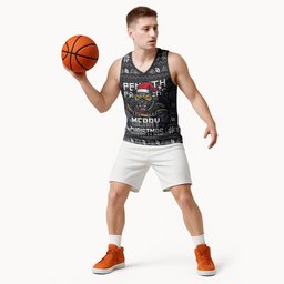 Personalized Penrith Panthers Christmas Basketball Jersey Australian Rugby Fans - Pixelated Ugly Xmas Pattern Mascot Santa