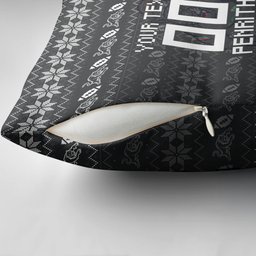 Personalized Penrith Panthers Christmas Pillow Cover Australian Rugby Fans - Pixelated Ugly Xmas Pattern Mascot Santa