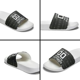 Personalized Penrith Panthers Christmas Slide Sandals Australian Rugby Fans - Pixelated Ugly Xmas Pattern Mascot Santa