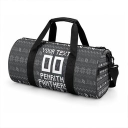 Personalized Penrith Panthers Christmas Duffle Bag Australian Rugby Fans - Pixelated Ugly Xmas Pattern Mascot Santa