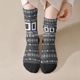 Personalized Penrith Panthers Christmas Crew Socks Australian Rugby Fans - Pixelated Ugly Xmas Pattern Mascot Santa