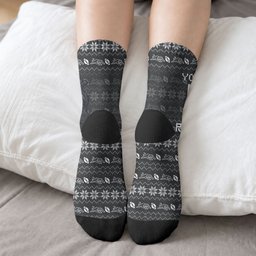 Personalized Penrith Panthers Christmas Crew Socks Australian Rugby Fans - Pixelated Ugly Xmas Pattern Mascot Santa