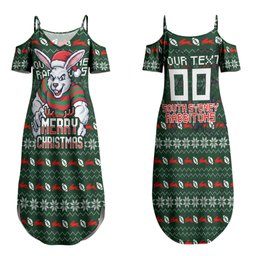 Personalized South Sydney Rabbitohs Christmas Couples Matching Summer Maxi Dress and Long Sleeve Button Shirt Australian Rugby Fans - Pixelated Ugly Xmas Pattern Mascot Santa