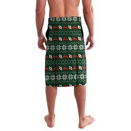 Personalized South Sydney Rabbitohs Christmas Lavalava Australian Rugby Fans - Pixelated Ugly Xmas Pattern Mascot Santa