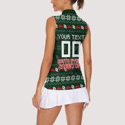 Personalized South Sydney Rabbitohs Christmas Women Sleeveless Polo Shirt Australian Rugby Fans - Pixelated Ugly Xmas Pattern Mascot Santa