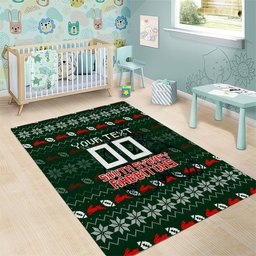 Personalized South Sydney Rabbitohs Christmas Area Rug Australian Rugby Fans - Pixelated Ugly Xmas Pattern Mascot Santa