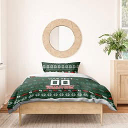 Personalized South Sydney Rabbitohs Christmas Bedding Set Australian Rugby Fans - Pixelated Ugly Xmas Pattern Mascot Santa