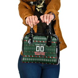 Personalized South Sydney Rabbitohs Christmas Shoulder Handbag Australian Rugby Fans - Pixelated Ugly Xmas Pattern Mascot Santa