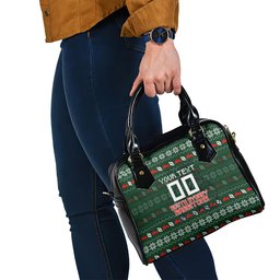 Personalized South Sydney Rabbitohs Christmas Shoulder Handbag Australian Rugby Fans - Pixelated Ugly Xmas Pattern Mascot Santa
