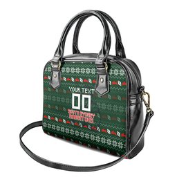 Personalized South Sydney Rabbitohs Christmas Shoulder Handbag Australian Rugby Fans - Pixelated Ugly Xmas Pattern Mascot Santa