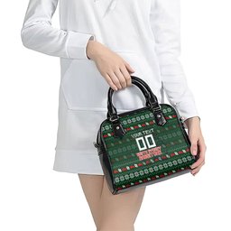 Personalized South Sydney Rabbitohs Christmas Shoulder Handbag Australian Rugby Fans - Pixelated Ugly Xmas Pattern Mascot Santa