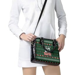 Personalized South Sydney Rabbitohs Christmas Shoulder Handbag Australian Rugby Fans - Pixelated Ugly Xmas Pattern Mascot Santa