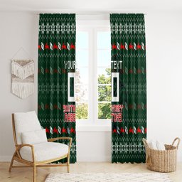 Personalized South Sydney Rabbitohs Christmas Window Curtain Australian Rugby Fans - Pixelated Ugly Xmas Pattern Mascot Santa