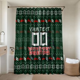 Personalized South Sydney Rabbitohs Christmas Bathroom Set Australian Rugby Fans - Pixelated Ugly Xmas Pattern Mascot Santa