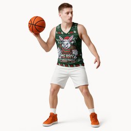 Personalized South Sydney Rabbitohs Christmas Basketball Jersey Australian Rugby Fans - Pixelated Ugly Xmas Pattern Mascot Santa