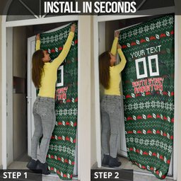 Personalized South Sydney Rabbitohs Christmas Door Cover Australian Rugby Fans - Pixelated Ugly Xmas Pattern Mascot Santa