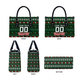 Personalized South Sydney Rabbitohs Christmas Leather Bag Australian Rugby Fans - Pixelated Ugly Xmas Pattern Mascot Santa