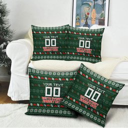 Personalized South Sydney Rabbitohs Christmas Pillow Cover Australian Rugby Fans - Pixelated Ugly Xmas Pattern Mascot Santa