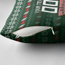 Personalized South Sydney Rabbitohs Christmas Pillow Cover Australian Rugby Fans - Pixelated Ugly Xmas Pattern Mascot Santa