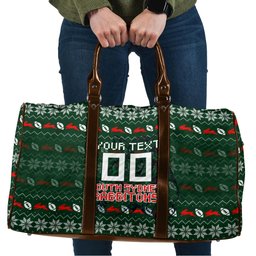 Personalized South Sydney Rabbitohs Christmas Travel Bag Australian Rugby Fans - Pixelated Ugly Xmas Pattern Mascot Santa