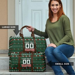 Personalized South Sydney Rabbitohs Christmas Travel Bag Australian Rugby Fans - Pixelated Ugly Xmas Pattern Mascot Santa