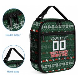 Personalized South Sydney Rabbitohs Christmas Lunch Bag Australian Rugby Fans - Pixelated Ugly Xmas Pattern Mascot Santa