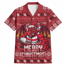 Personalized St George Illawarra Dragons Christmas Hawaiian Shirt Australian Rugby Fans - Pixelated Ugly Xmas Pattern Mascot Santa