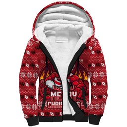 Personalized St George Illawarra Dragons Christmas Sherpa Hoodie Australian Rugby Fans - Pixelated Ugly Xmas Pattern Mascot Santa