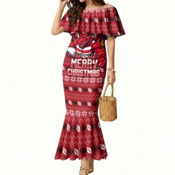 Personalized St George Illawarra Dragons Christmas Mermaid Dress Australian Rugby Fans - Pixelated Ugly Xmas Pattern Mascot Santa
