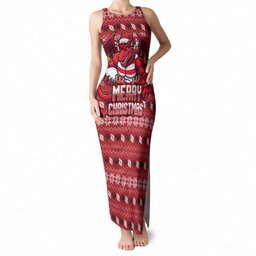 Personalized St George Illawarra Dragons Christmas Tank Maxi Dress Australian Rugby Fans - Pixelated Ugly Xmas Pattern Mascot Santa
