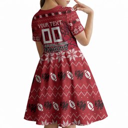 Personalized St George Illawarra Dragons Christmas Kid Short Sleeve Dress Australian Rugby Fans - Pixelated Ugly Xmas Pattern Mascot Santa