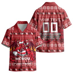 Personalized St George Illawarra Dragons Christmas Kid Hawaiian Shirt Australian Rugby Fans - Pixelated Ugly Xmas Pattern Mascot Santa
