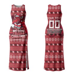Personalized St George Illawarra Dragons Christmas Family Matching Tank Maxi Dress and Hawaiian Shirt Australian Rugby Fans - Pixelated Ugly Xmas Pattern Mascot Santa