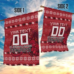Personalized St George Illawarra Dragons Christmas Garden Flag Australian Rugby Fans - Pixelated Ugly Xmas Pattern Mascot Santa