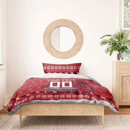 Personalized St George Illawarra Dragons Christmas Bedding Set Australian Rugby Fans - Pixelated Ugly Xmas Pattern Mascot Santa