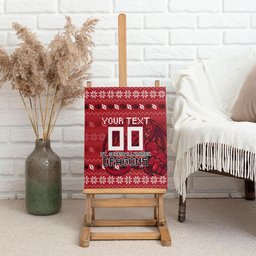 Personalized St George Illawarra Dragons Christmas Canvas Wall Art Australian Rugby Fans - Pixelated Ugly Xmas Pattern Mascot Santa
