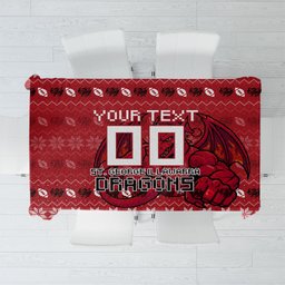 Personalized St George Illawarra Dragons Christmas Tablecloth Australian Rugby Fans - Pixelated Ugly Xmas Pattern Mascot Santa