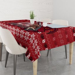 Personalized St George Illawarra Dragons Christmas Tablecloth Australian Rugby Fans - Pixelated Ugly Xmas Pattern Mascot Santa
