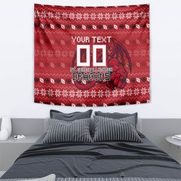Personalized St George Illawarra Dragons Christmas Tapestry Australian Rugby Fans - Pixelated Ugly Xmas Pattern Mascot Santa