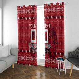 Personalized St George Illawarra Dragons Christmas Window Curtain Australian Rugby Fans - Pixelated Ugly Xmas Pattern Mascot Santa