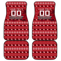 Personalized St George Illawarra Dragons Christmas Car Mats Australian Rugby Fans - Pixelated Ugly Xmas Pattern Mascot Santa
